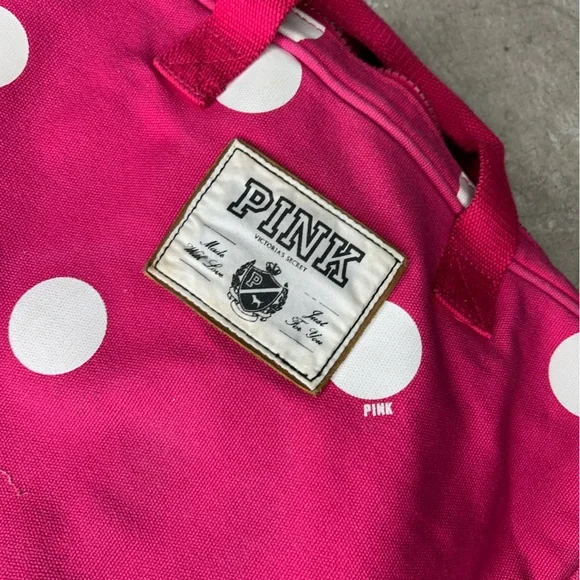 PINK Victoria's Secret Pink and White Polka Dot Backpack - Picture 2 of 4